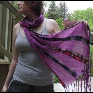 Plaid and purple scarf